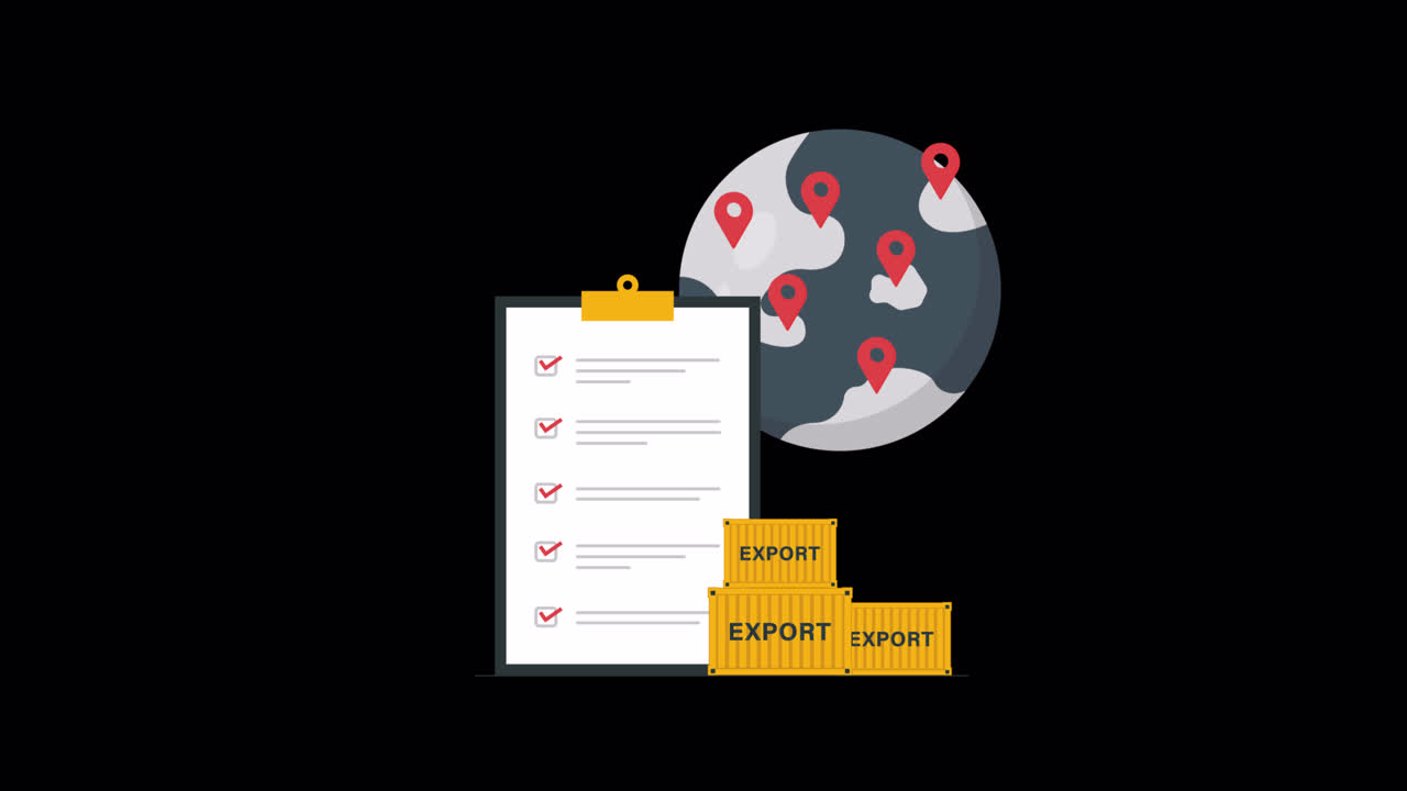 Animation of Global Export Checklist and Shipping Containers