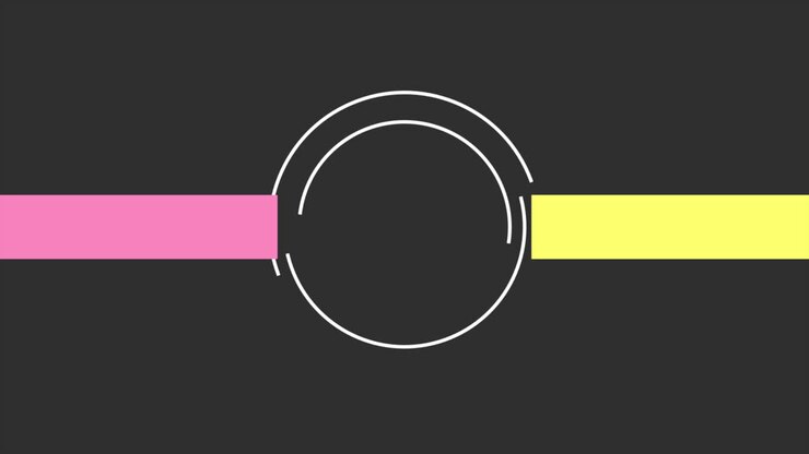 Motion geometric circles with red and yellow lines