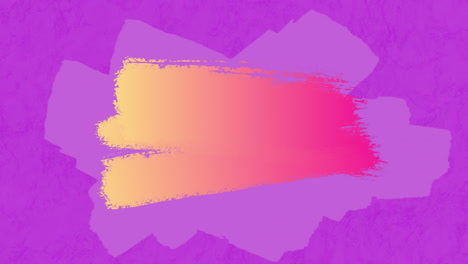 animación de pincel amarillo a rosa de pintura salpicada sobre un fondo púrpura