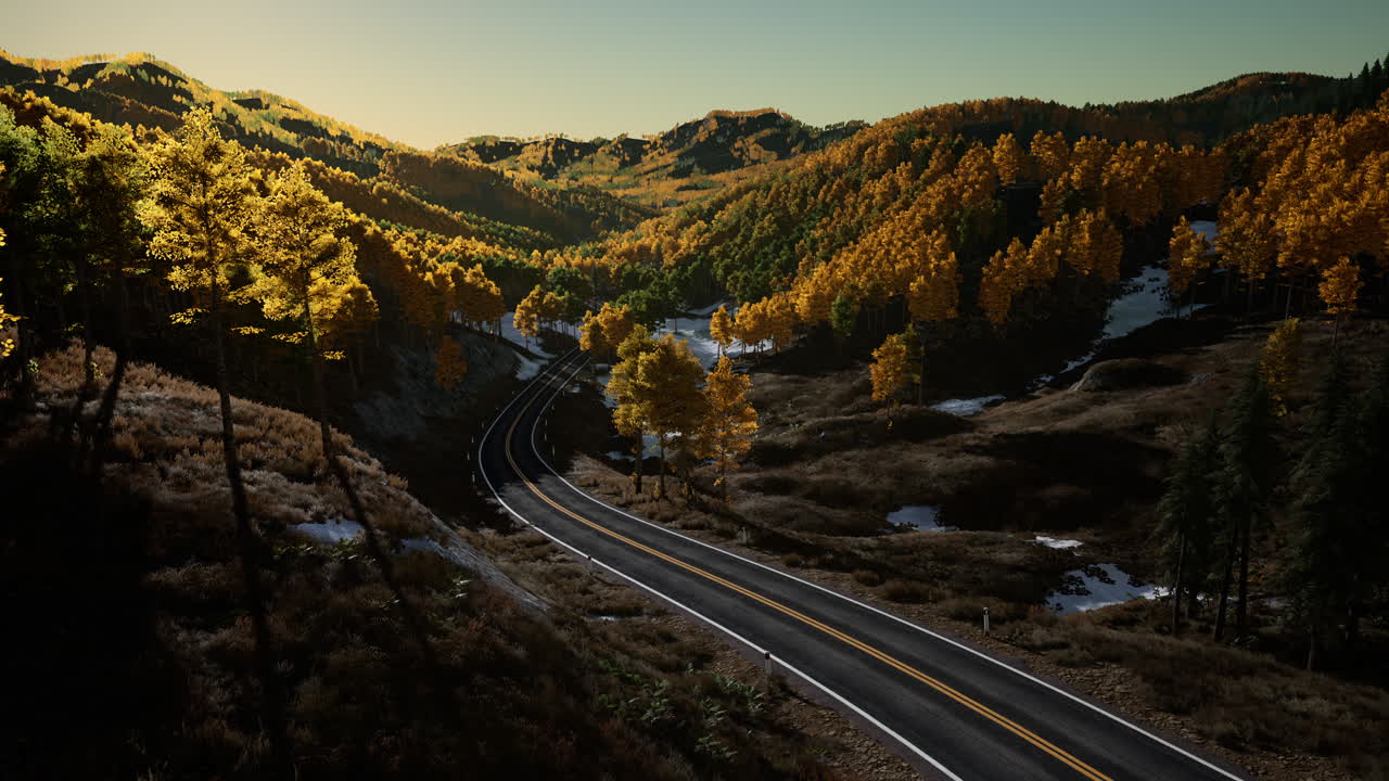 vista panorámica aérea de un camino escénico en las montañas canadienses