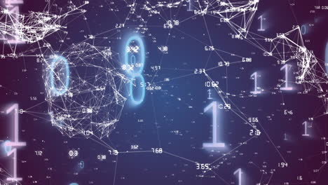 animation of network of connections and binary coding data processing