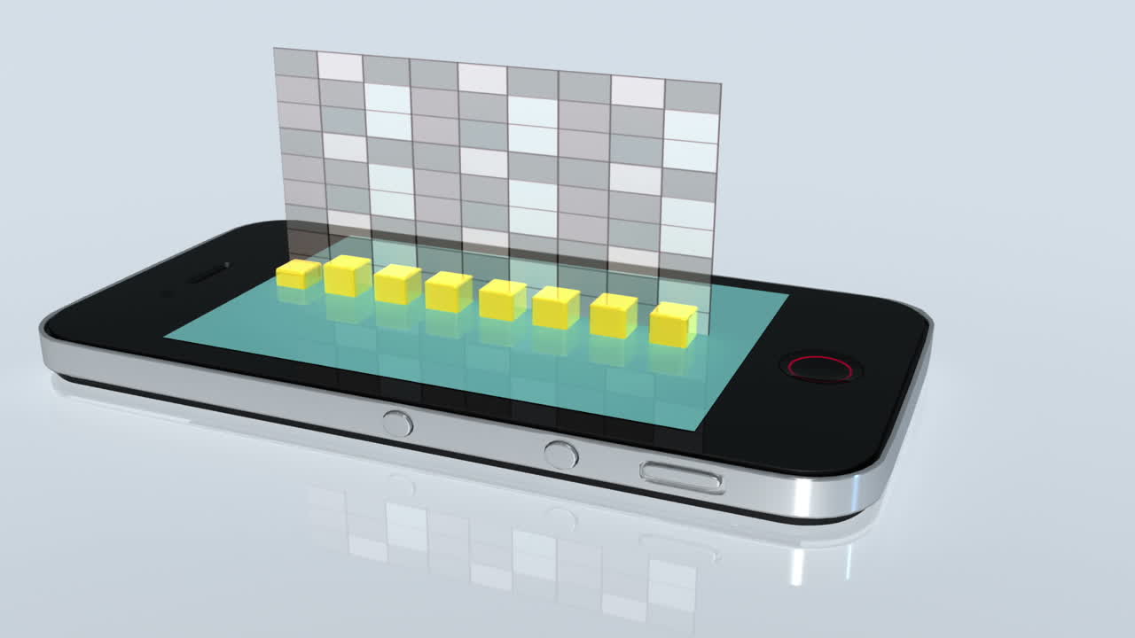 스마트 폰 화면에서 나오는 애니메이션 그래프