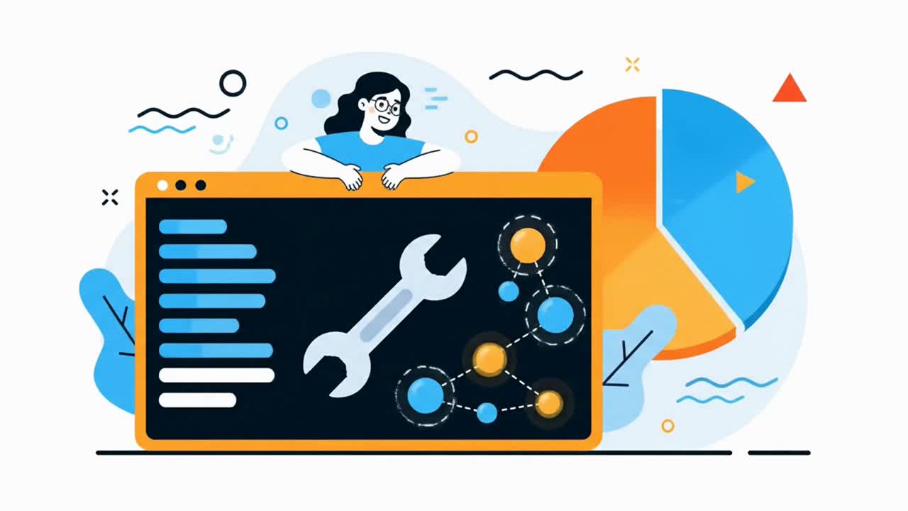 Woman using website optimization tools and analyzing data with charts for SEO improvement