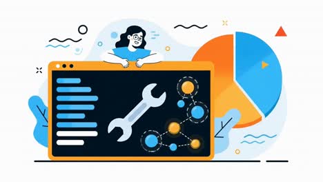 woman using website optimization tools and analyzing data with charts for seo improvement