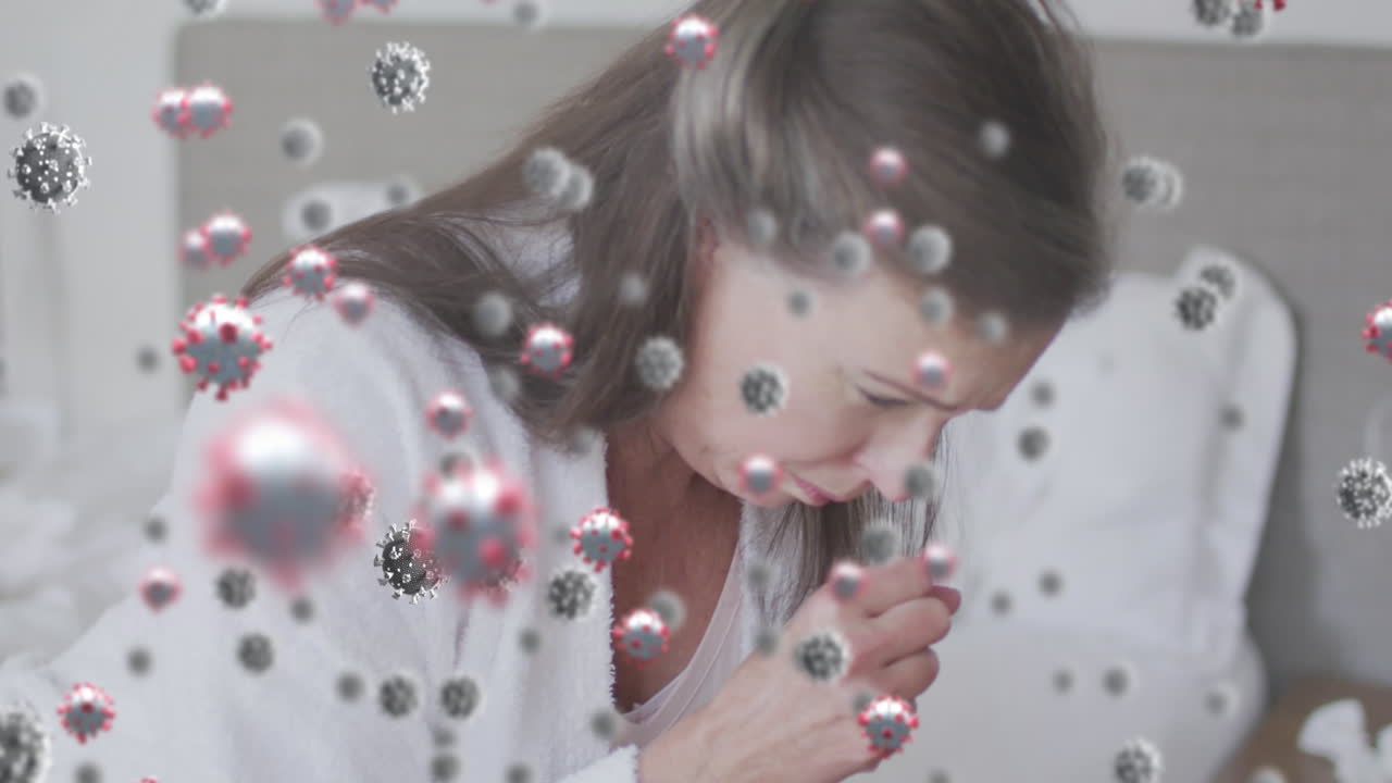 백인 여성 기침에 대한 바이러스 세포의 활성화