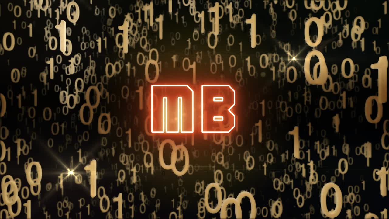 concepto de mb dorado con código digital