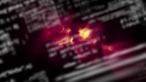 Animating-flames-and-sparks-over-blurred-programming-code-background