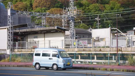 Rural-Train-Arriving-at-Toba-Station,-Mie-Prefecture-Japan