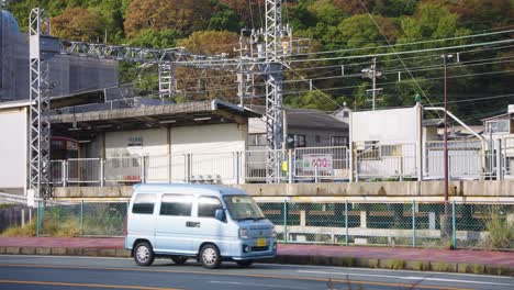 rural train arriving at toba station, mie prefecture japan