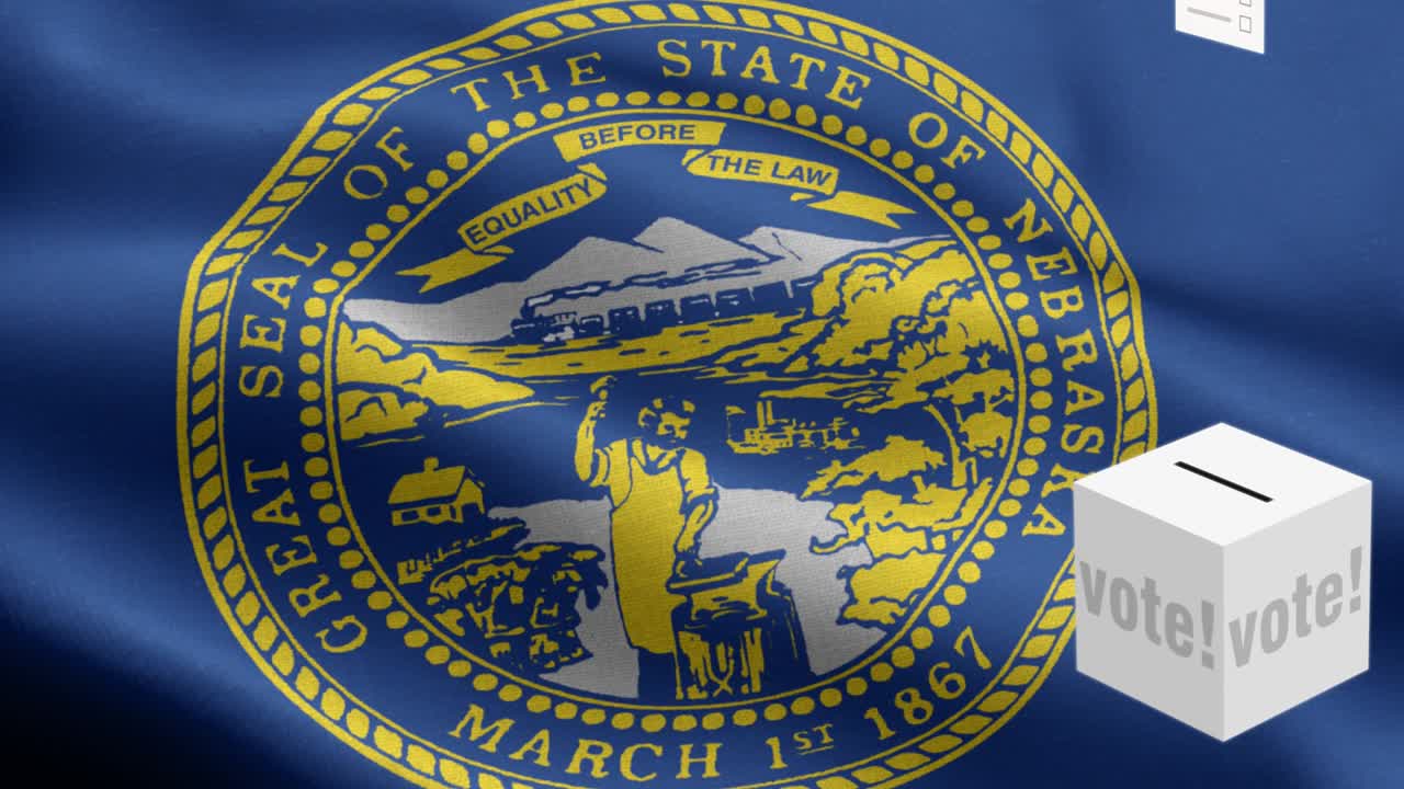 네브래스카 주 (nebraska state) - 투표용지가 발 앞에 있는 투표용지 - 선거 - 투표 - 국가 발 - 네브라스카 주 파동 패턴 - 루프 가능한 요소 - 직물 텍스처 및 끝없는 루프 - 네브러스카 주 루프 가능한 발