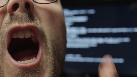 a man screaming in fear, with an ai agent looming in the background