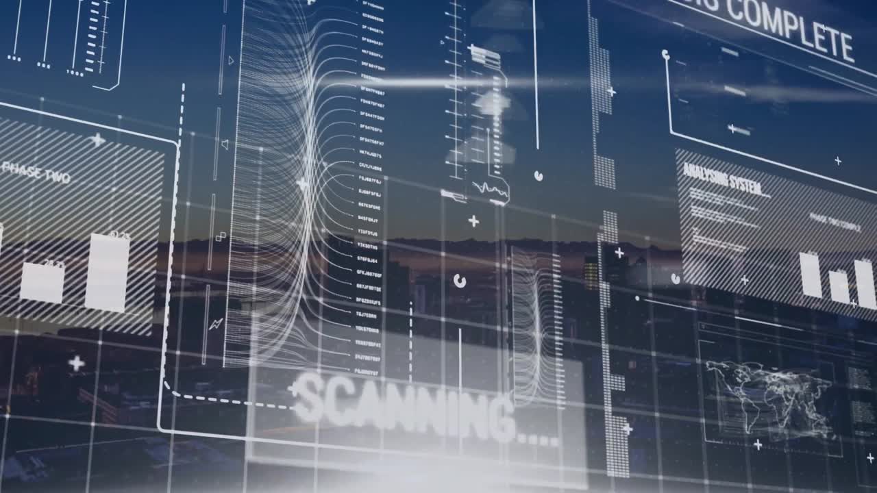 animazione dell'elaborazione dei dati sul paesaggio urbano