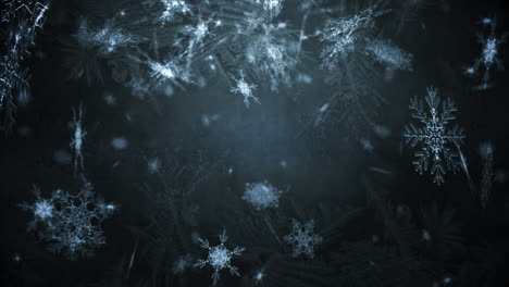 animación de copos de nieve cayendo sobre un fondo azul