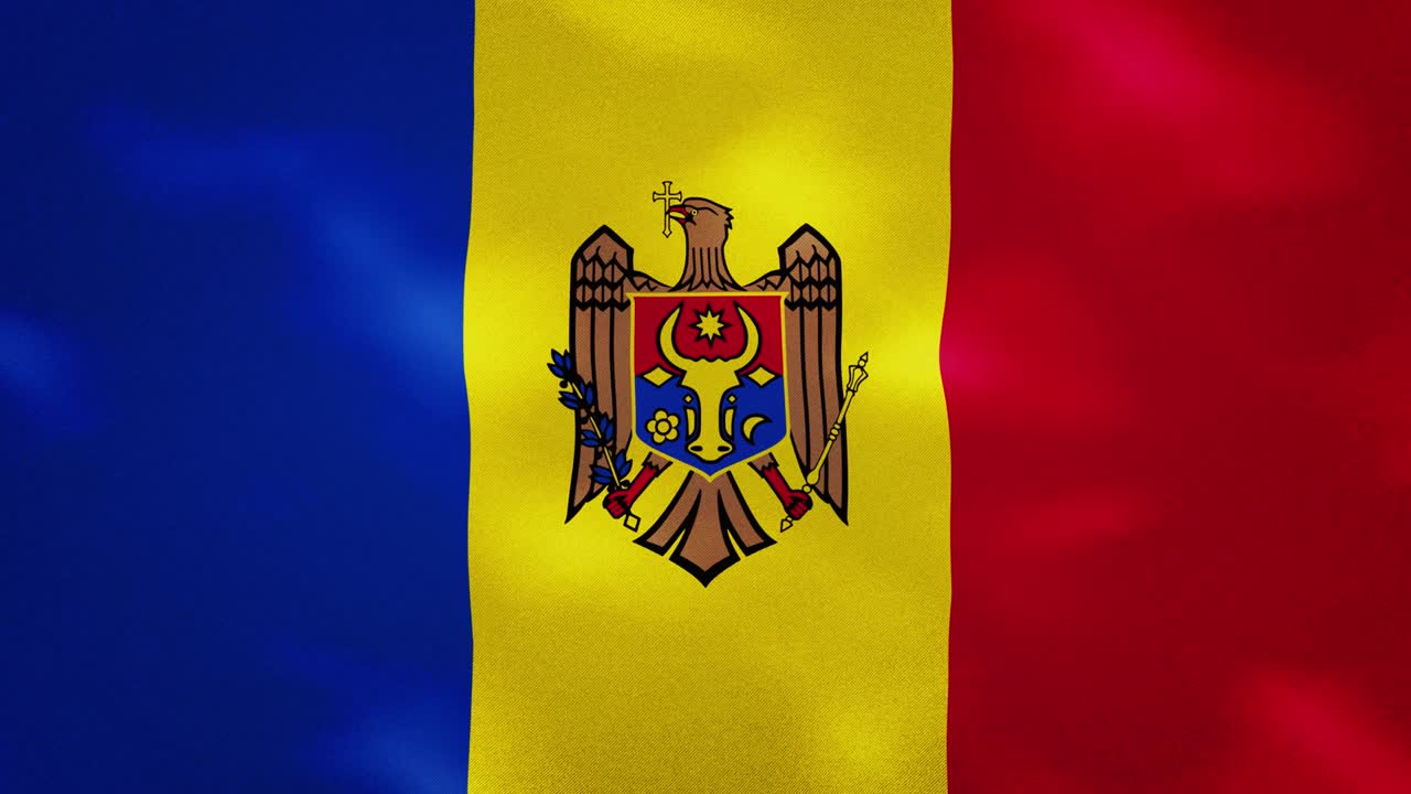 Bandera moldava de tejido denso ondeando, bucle de fondo