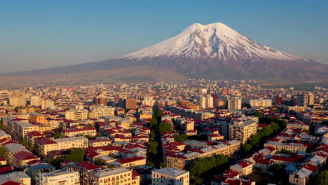 aerial view of yerevan, armenia with mount ararat