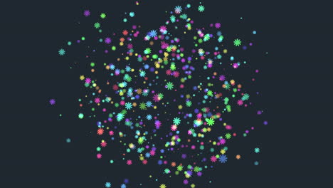 Colorful-snowflakes-with-neon-color-in-dark-space