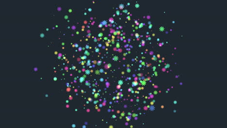 colorful snowflakes with neon color in dark space