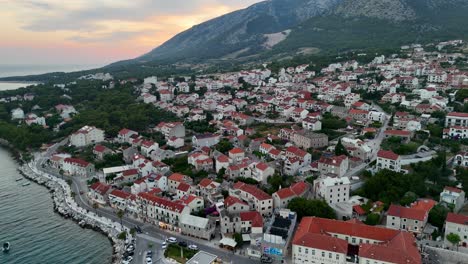 bol city town harbour port brac island croatia drone aerial view summer balkans country adriatic sea dalmatian coast