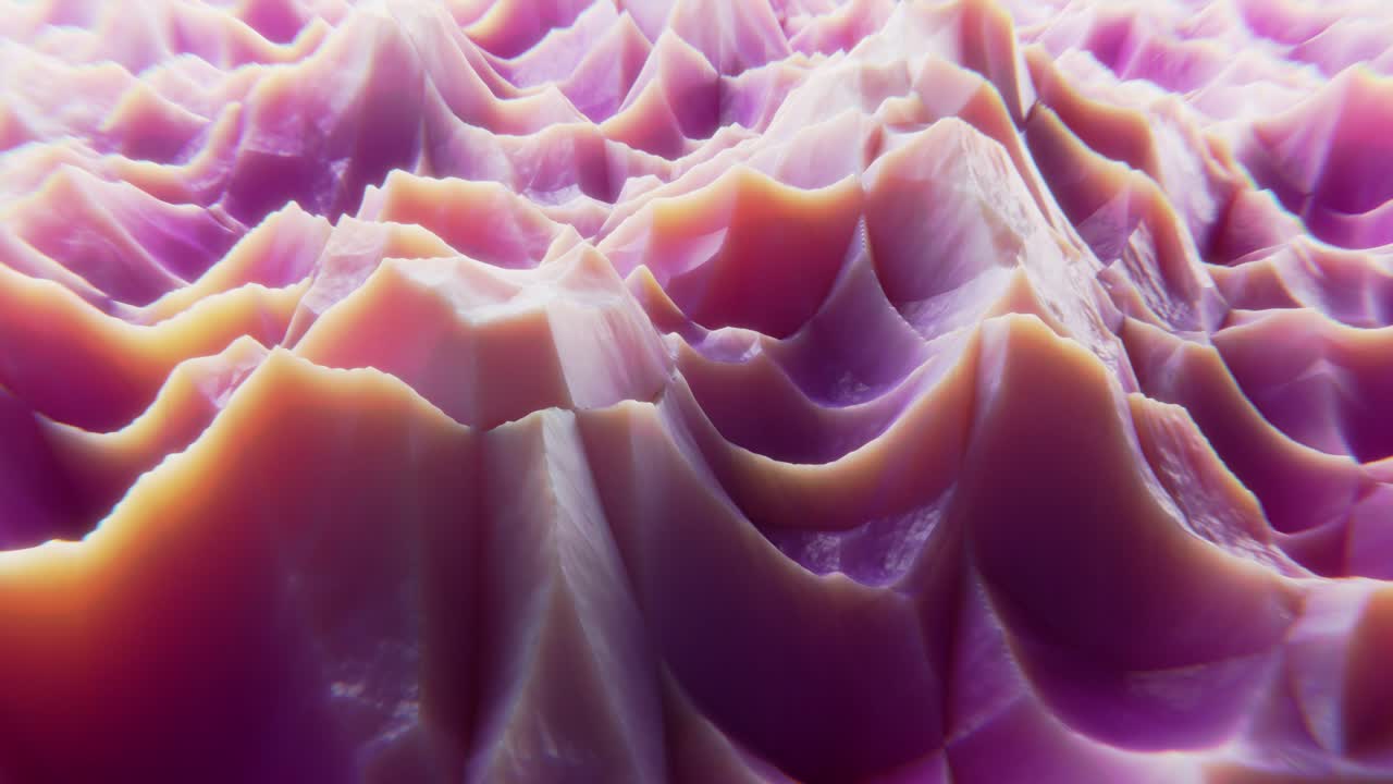 Rendering 3D di un motivo a onde fluide viola renderizzato in loop continuo