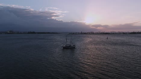 Droning-Bahia-De-San-Juan,-Puerto-Rico-During-Sunset