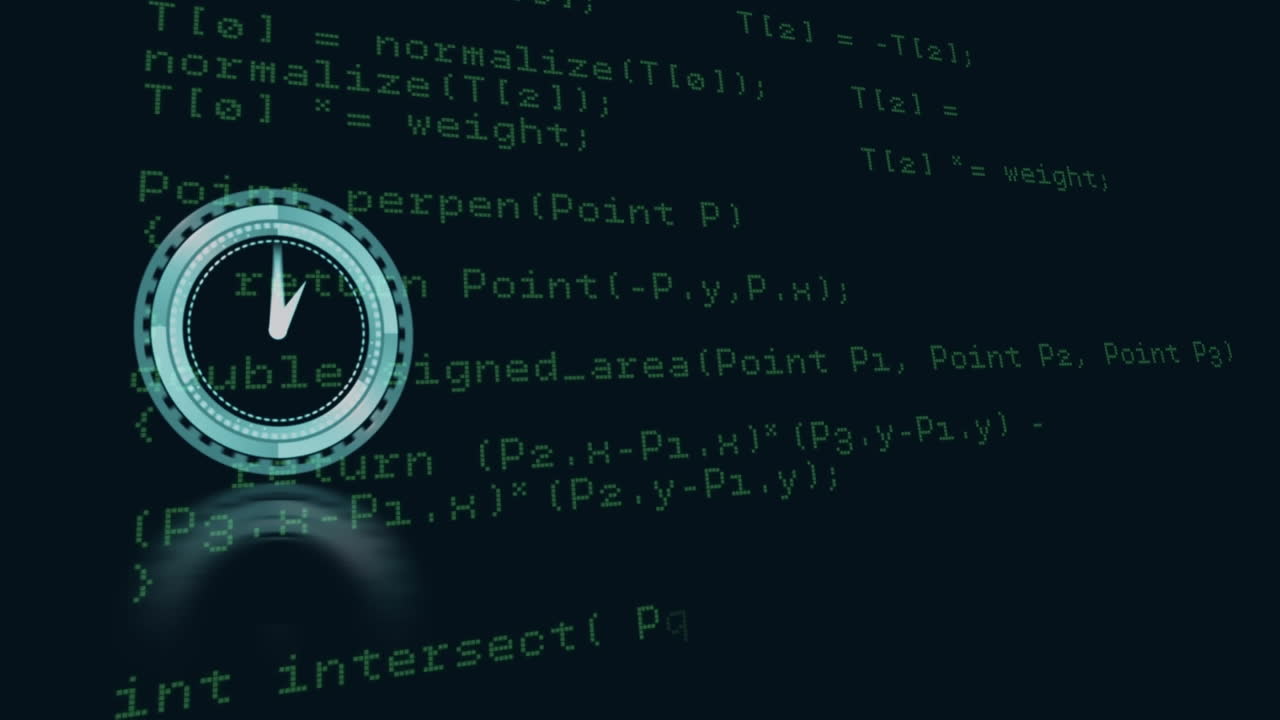 animación de un reloj que se mueve rápido sobre el procesamiento de datos digitales
