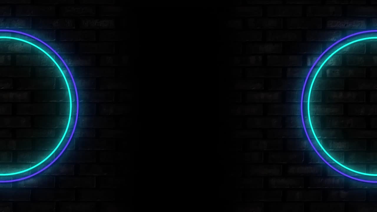 animación de dos contornos azules y púrpuras de círculos brillantes de neón parpadeantes