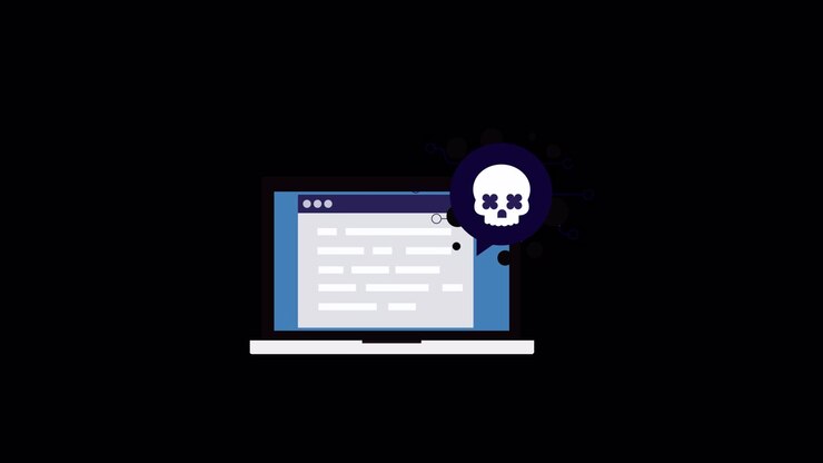 Animated Laptop Displaying a Virus or Malware Warning