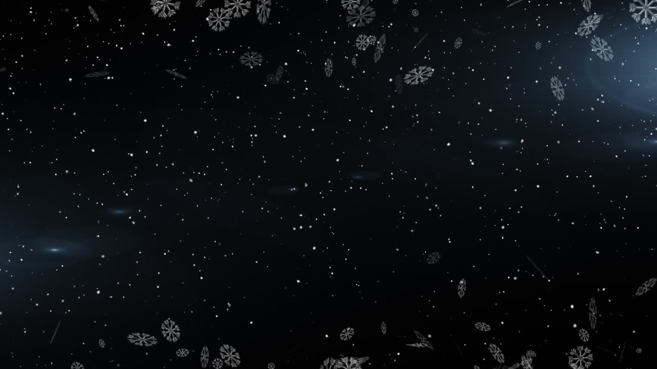 Animation of snowflakes falling on black background