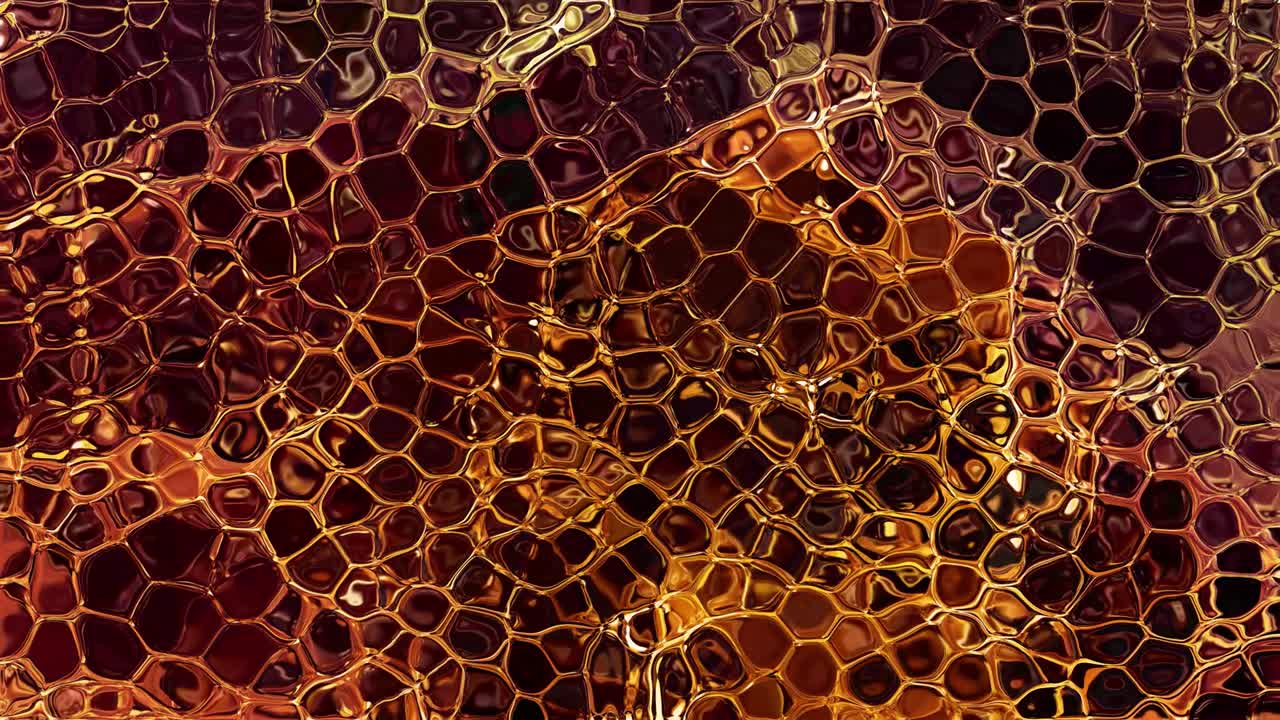 Metallic cells shaped like dragon scales moving and pulsing loop