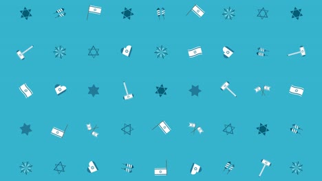 día de la independencia de israel vacaciones diseño plano fondo de animación con símbolos tradicionales