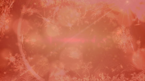 animation of snow falling over background with bokeh and red filter