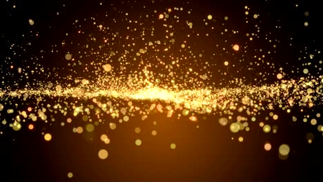 muchas partículas de remolino brillantes vuelan en el espacio, vacaciones y festivos fondo de renderización 3d, generado por computadora