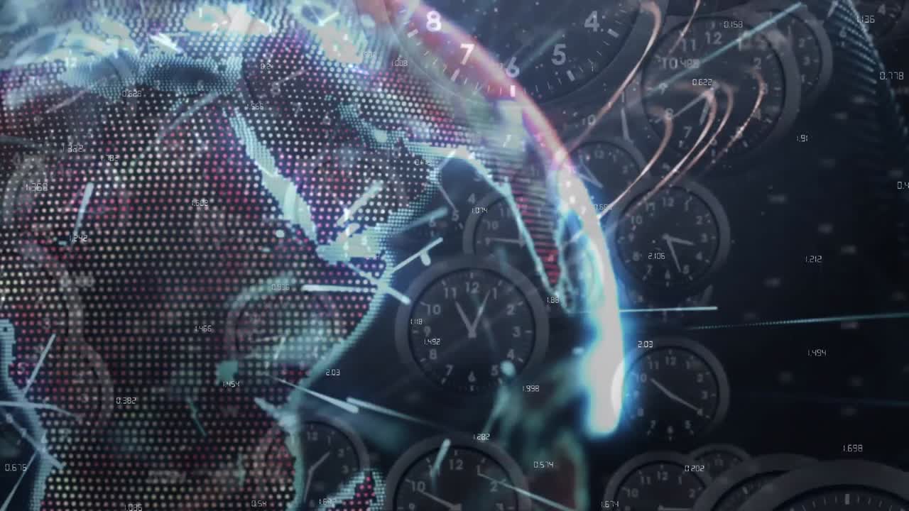 Animation of network of connections over clocks