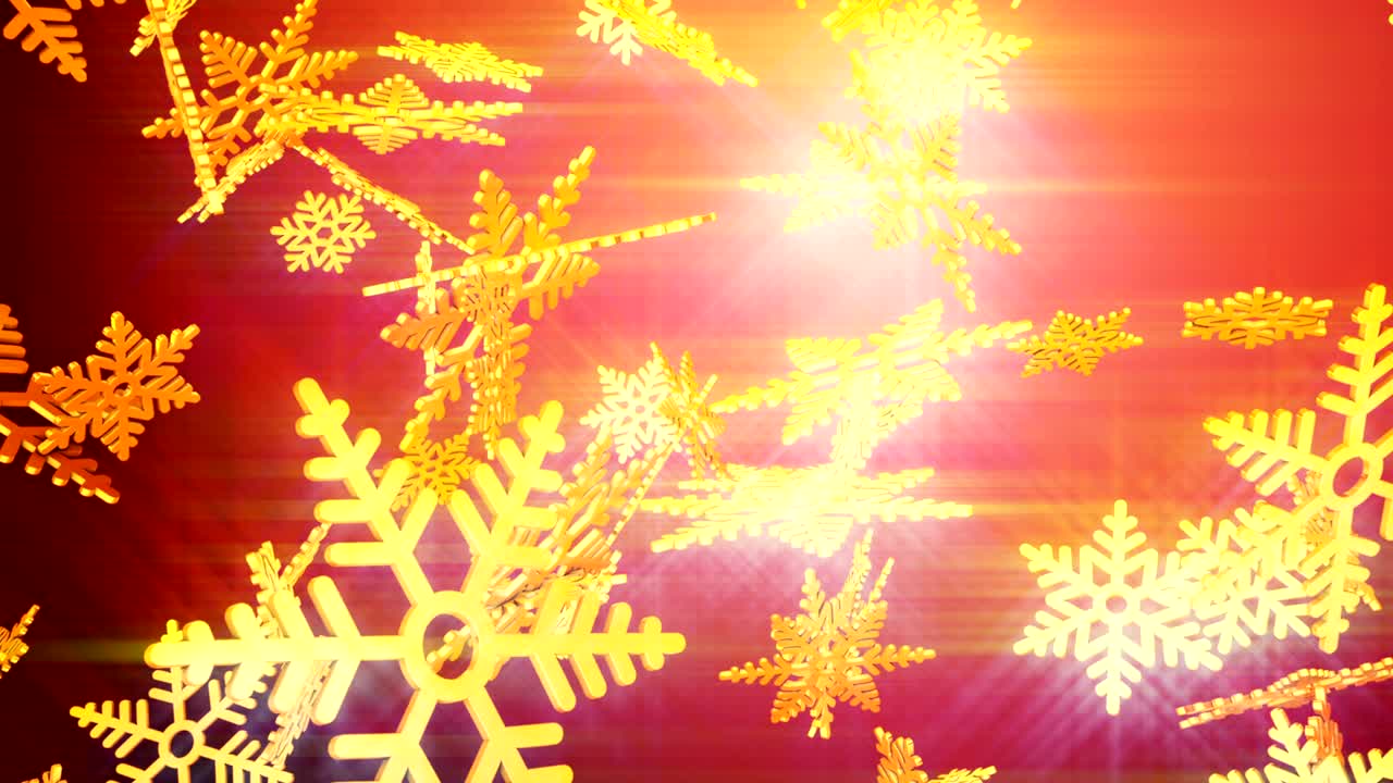 은 바탕에 떨어지는 금색 눈송이.