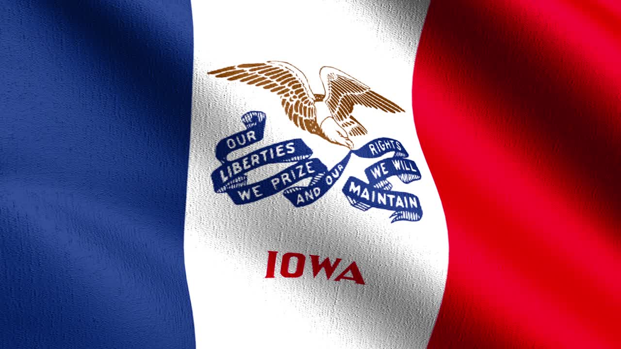 미국 아이오와 주 발 (영어: iowa state flag) 은 미국 플로리다주에 있는 발로, 공중에서 불어오는 바람에 고립되어 있으며, 공식적인 애국적 추상적인 디자인, 흔들리는 표지 기호의 3d 렌더링 일러스트레이션이다.