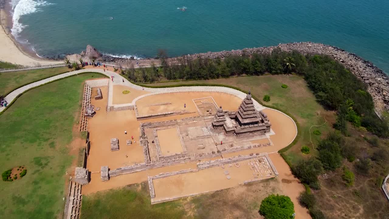 vista aérea del templo costero de mahabalipuram.