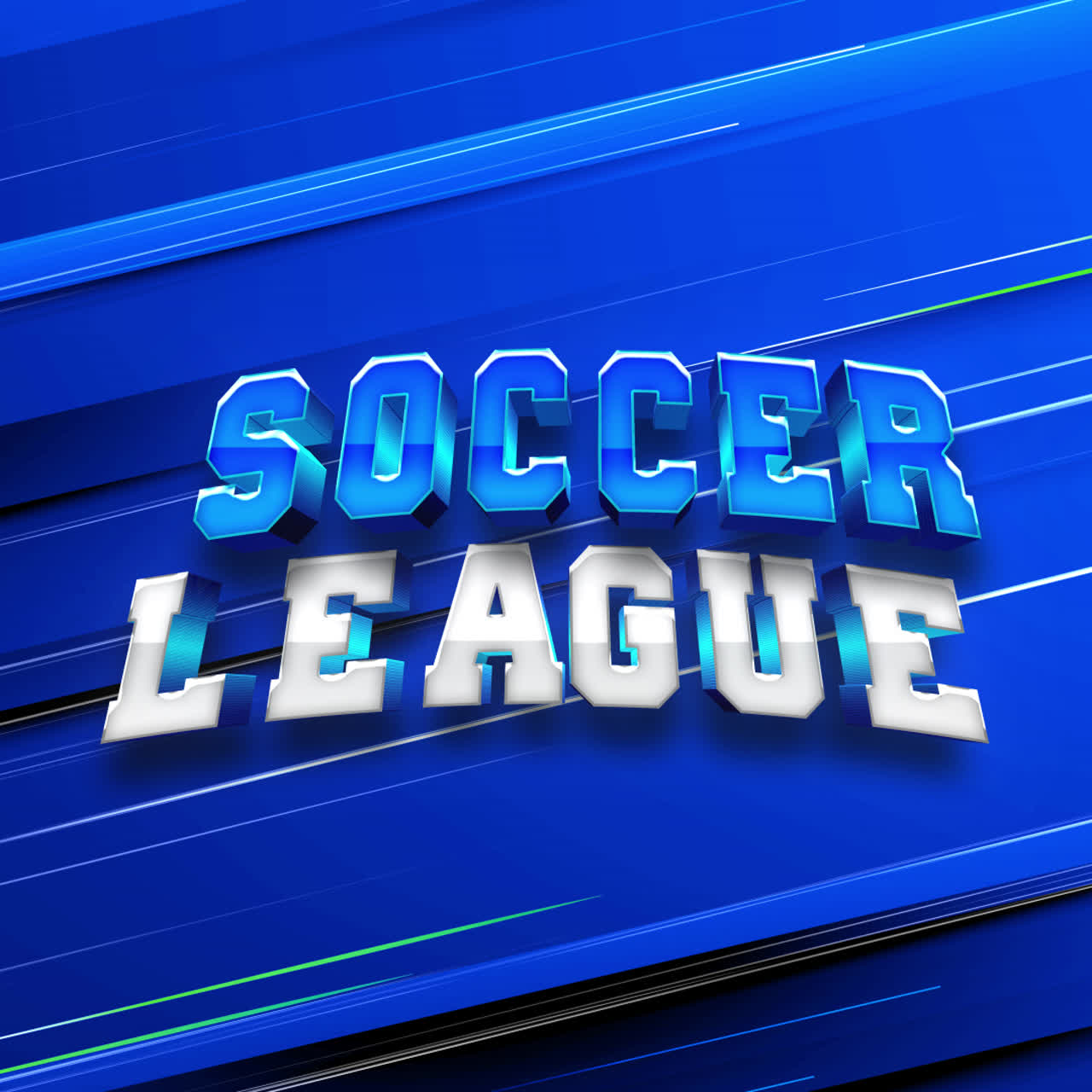 Soccer League Text with Blue Abstract Background