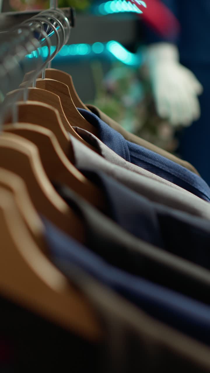 Suits on hangers in a store