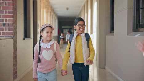 happy, holding hands and friends with children