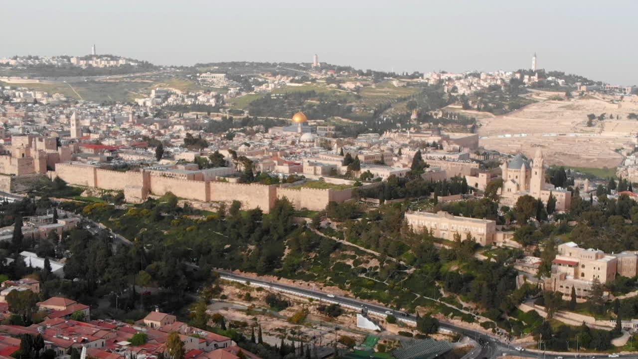 las murallas de la antigua ciudad de jerusalem vista aérea
