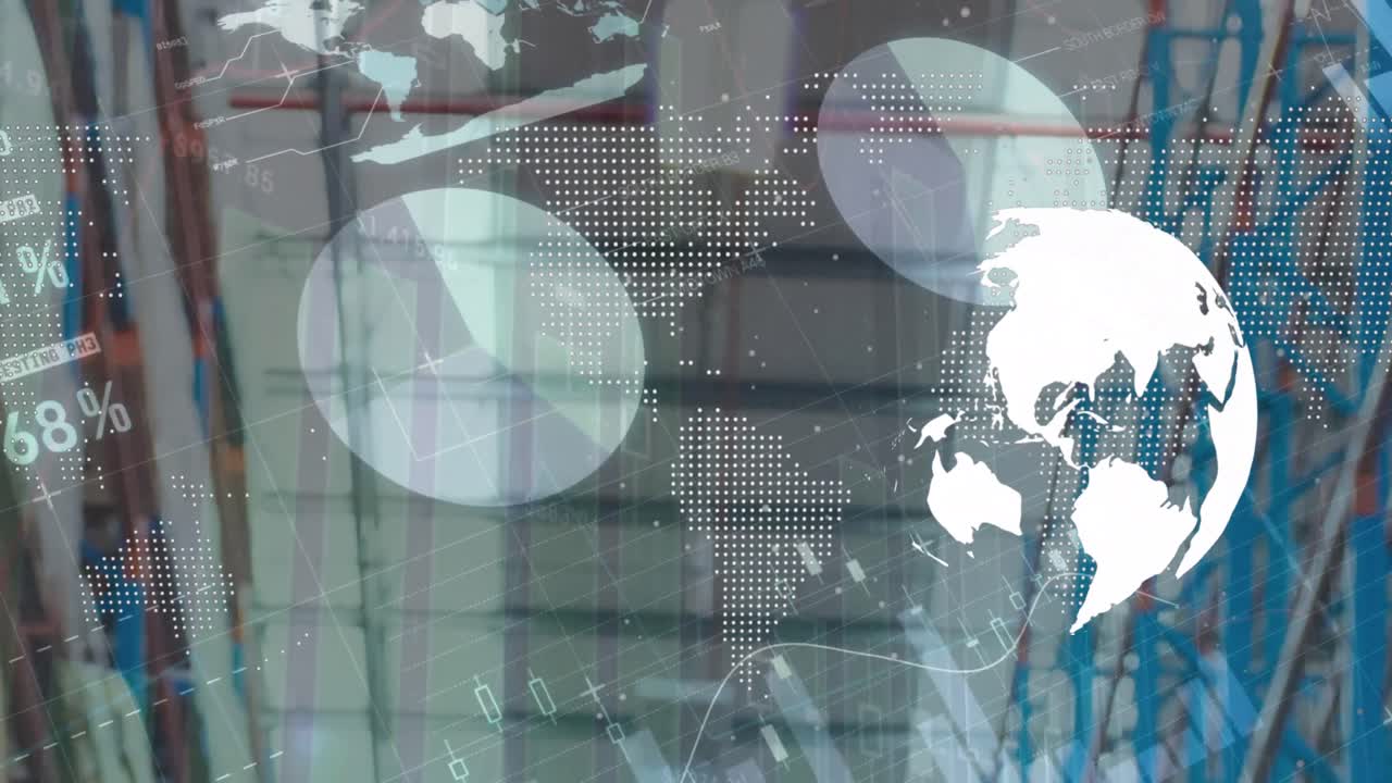 세계와 창고에 대한 금융 그래프의 애니메이션