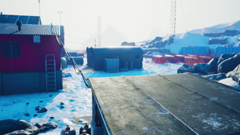polar weather station on the shore of the sea