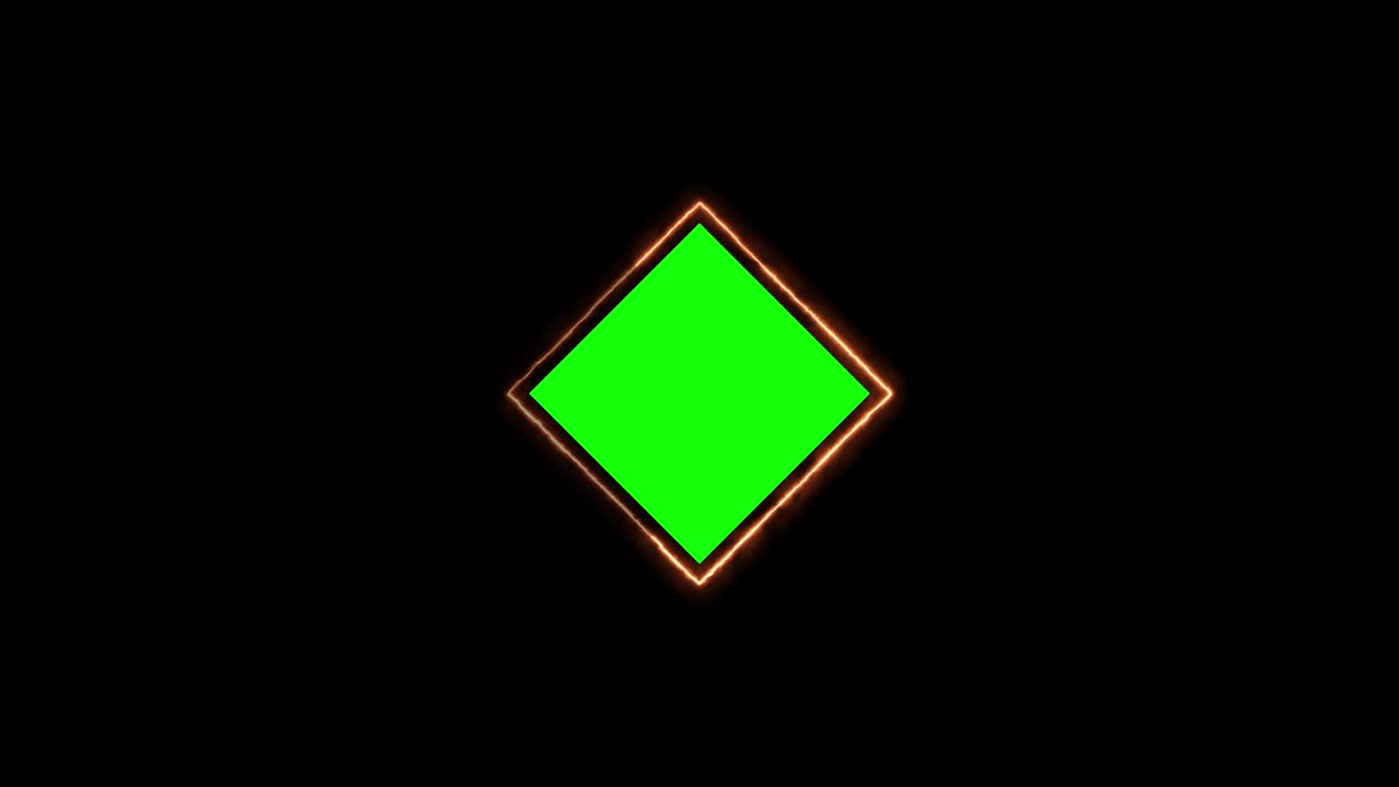 Neon light glowing around the green rectangular shape. glowing neon light animation with green screen.