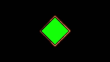 luz de neón brillante alrededor de la forma rectangular verde. animación de luz de neon brillante con pantalla verde.