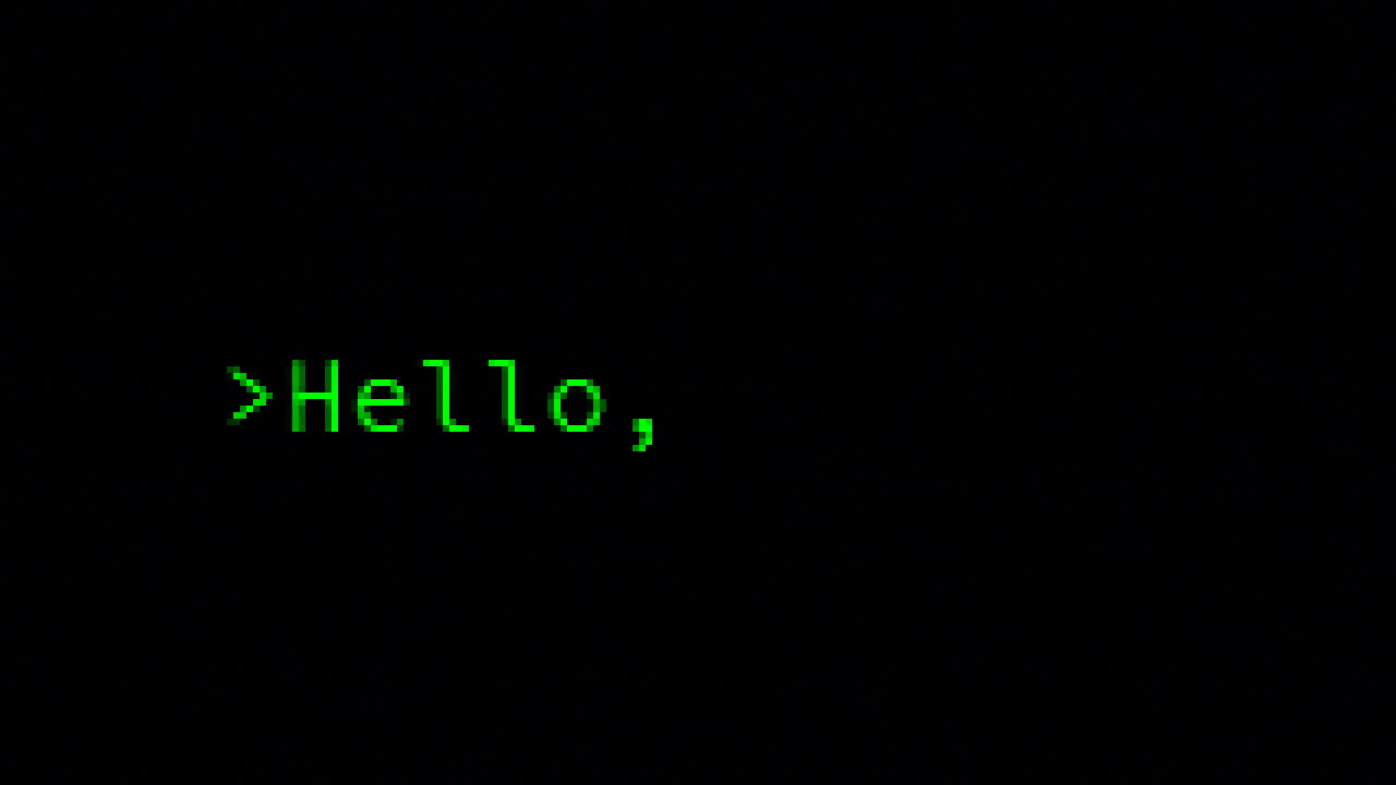 Typing the classical programmers' greeting message, Hello World, on a computer terminal