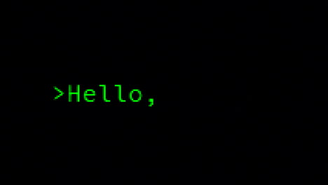 Typing the classical programmers&#039; greeting message, Hello World, on a computer terminal