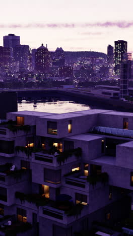 modern architecture building in a city at night