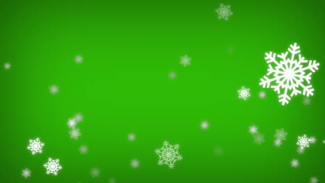 aislada caída de nieve de dibujos animados en la pantalla verde