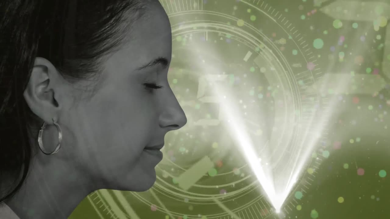 animación de escaneo de alcance y procesamiento de datos sobre la mujer