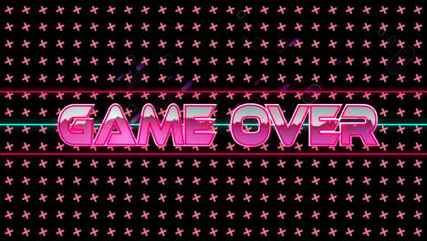 animation of game over in digital abstract space with crossses